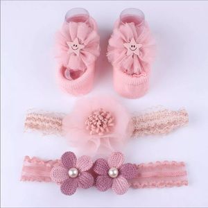 NWT 3Pcs/Set Lace Princess Baby Headbands Socks